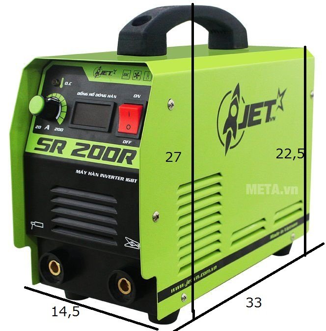 Máy hàn que inverter Hồng Ký SR-200R nhỏ gọn, có tay cầm di chuyển